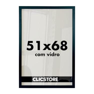 Imagem de Moldura Quadro 51x68 cm para Quebra Cabeça Grow Puzzle 1000 peças Game Office Decoração Parede Sala Escritório com Vidro (Preto)