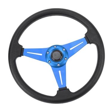 Imagem de Volante de Corrida, Volante de Carro Em Couro Pu de 14 Espaços, Aperto Confortável de Alumínio para Adaptador de Cubo de 6 Furos (Azul)