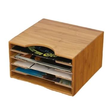 Imagem de Rack de armazenamento de CDs, organizador de CDs, caixa de coleção de cassetes nostálgicas, porta-discos de madeira, armazenamento de documentos antigos, caixa de armazenamento de CD