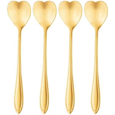 Imagem de Conjunto de Colheres para Chá Wolff Heart em Aço Inox Dourado - 4 Peças