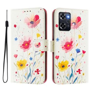 Imagem de Capa carteira para Oppo Reno 9A, 3 compartimentos para cartão, 1 compartimento para dinheiro, capa flip de couro PU com padrão fofo, capa com fivela magnética à prova de choque, compatível com sem fio