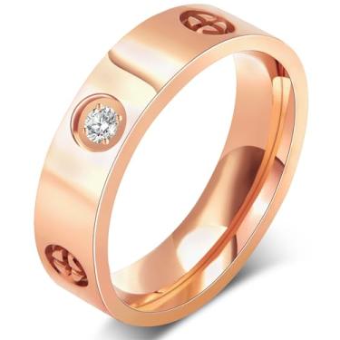 Imagem de AmorArtSky Anel de amor anéis de prata de ouro 18k: anel de amizade com design de parafuso incrustado zircônia cúbica aço inoxidável alianças de compromisso de casamento joias dia das mães presentes
