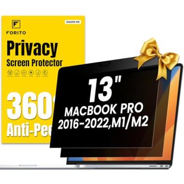 Imagem de F FORITO Pacote com 2 telas de privacidade de 360° compatíveis com MacBook Pro de 13 polegadas (2016, 2017, 2018, 2019, 2020, 2021, 2022, M1, M2), proteção para os olhos, antirreflexo, antiluz azul,