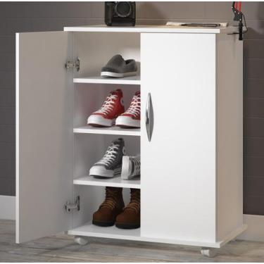 Imagem de Armário Branco Quarto c/ Rodinhas 2 Portas Multiuso - ClickForte