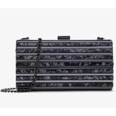 Imagem de Bolsa Clutch Madrepérola Grafite Festas Casamento 12x - Teneda, Preto