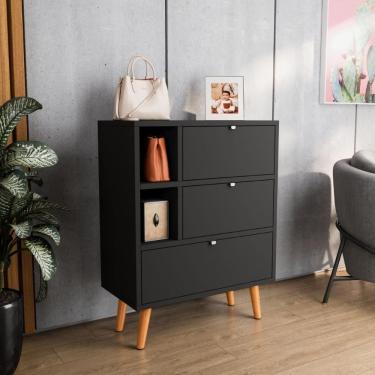 Imagem de Sapateira Princesa 4 Nichos Preto Compacta