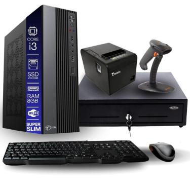 Imagem de Kit Automação PDV TOB Intel i3 8GB SSD 240GB Win10 Rede S/Fio Teclado Mouse Gaveta Dinheiro Impressora Térmica Leitor Código de Barras