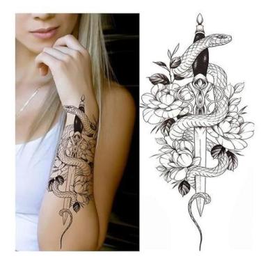 Imagem de Tatuagem Temp. Adaga Preta Serpente - Tattoo Temp. - 3I