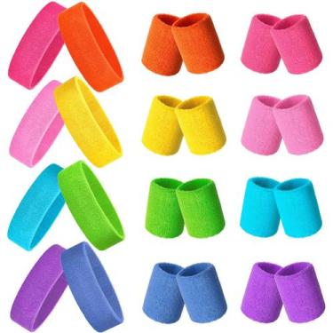 Imagem de Conjunto de 24 Faixas de Moletom Neon Skylety anos 80 - Unissex