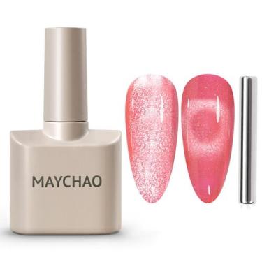 Imagem de Verniz Gel MAYCHAO Cat Eye Candy Pink 15ml - Com Imã