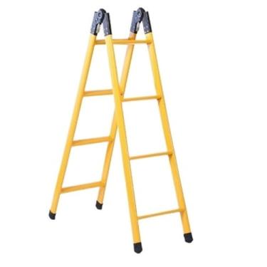 Imagem de Escada dobrável Escada dobrável portátil de um lado direto, escada telescópica de escalada com tubo de aço de 1,5 metros de altura Banco de degrau dobrável(Yellow)