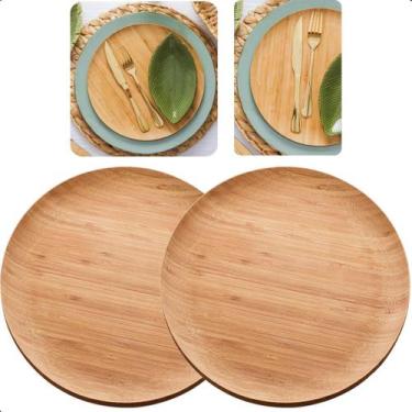 Imagem de Jogo 2 Pratos Raso Bambu Natural Verona Versátil 27cm Jantar Lyor