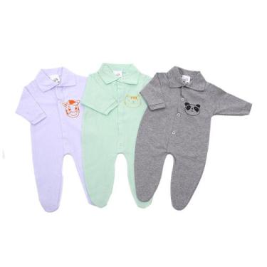 Imagem de Kit C/ 2 Macacões de bebe com pé em malha- 70 - elefante colore, Menin