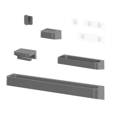 Imagem de Kit Banheiro 5 Peças Saboneteira + Porta Papel Higiênico + Porta Shampoo + Toalheiro + Gancho + Adesivos Preto Ou