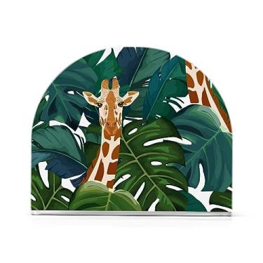Imagem de Suporte de guardanapo para mesa, suporte de guardanapo de papel acrílico de palmeira girafa, dispensador de papel de seda de cozinha, suporte de guardanapo de coquetel para mesa de jantar, convidado