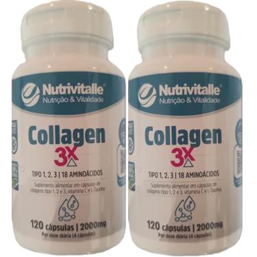 Imagem de Collagen 3X Tipo 1 2 3 Nutrivitalle 120 Cápsulas Kit 2 Unidades