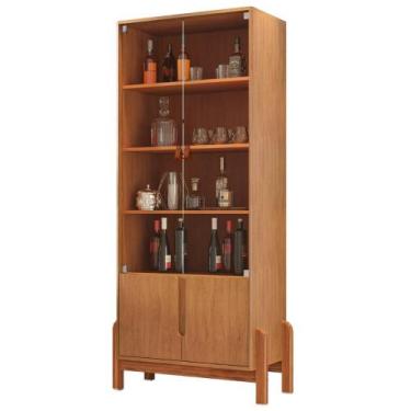 Imagem de Cristaleira com 2 Portas de Vidro Tiajin Cedro - CasaH