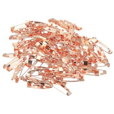 Imagem de PATIKIL 100 pinos de crachá, pinos de segurança de 25 mm etiqueta de nome para crachá em massa tiras planas médias para roupas artesanais DIY, ouro rosa