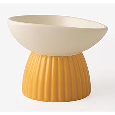 Imagem de Tigelas de cerâmica elevadas para gatos, tigela de água para gatos fofos, tigelas de comida para gatos elevadas, prato de cerâmica para gatos para comida e água, tigela inclinada para alimentação de