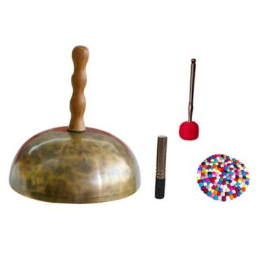 Imagem de menolana Tigelas Tibetanas para Cantar com Almofada E Alça, Tigela de Cobre E Martelo para Banhos Sonoros, Grande