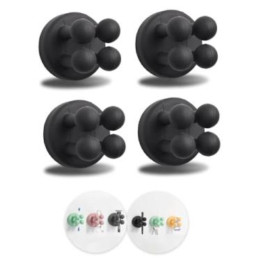 Imagem de 4 peças de suportes de escova de dentes de silicone para banheiros, gancho multifuncional autoadesivo impermeável para pendurar toalha chave cabo para banheiro, cozinha, sala de estar, escritório,