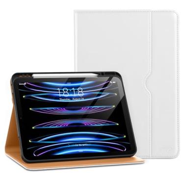 Imagem de DTTO Capa para iPad Pro de 12,9 6ª / 5ª / 4ª / 3ª geração 2022/2021/2020/2018, capa de couro com suporte para Apple Pencil integrado - despertar/hibernar automático e vários ângulos de visualização,