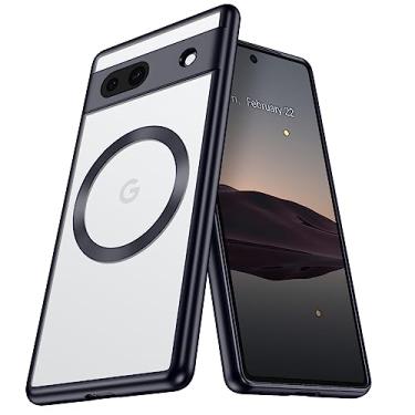 Imagem de BENTOBEN Capa magnética para Google Pixel 7a compatível com MagSafe, fina, fina, à prova de choque, galvanizada de TPU (poliuretano termoplástico) macio, capa protetora de carregamento sem fio para Google Pixel 7a 6,1 polegadas 2023, preta