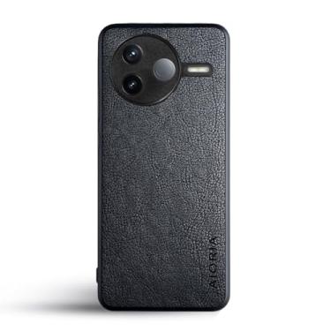 Imagem de AIORIA Capa para Xiaomi Poco F7 Pro 5G capa de couro PU premium design retrô de negócios capa protetora completa para celular Xiaomi série (preta, Xiaomi Poco F7 Pro)