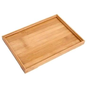 Imagem de Bandeja Retangular Madeira Bambu Café Decoração Servir 30cm - Impo