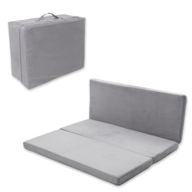 Imagem de SINWEEK Colchão dobrável com bolsa de armazenamento de 10 cm, colchão dobrável de três dobras, colchão de piso certificado CertiPUR-US, cama de hóspedes, com capa lavável na máquina e forro à prova