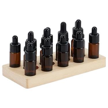 Imagem de BENECREAT Suporte de exibição de óleo essencial, organizador de óleo essencial de madeira, suporte de armazenamento de mesa para garrafas de 5-20 ml, prateleira compacta de esmalte de unha, 8,9 x 19,8