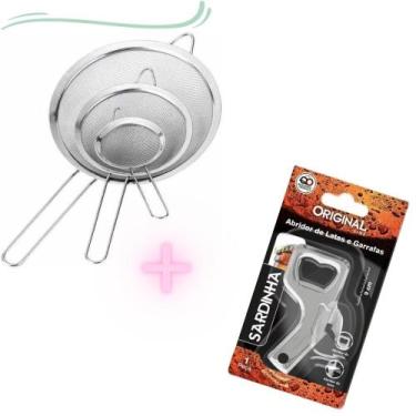 Imagem de KIT-3 Peneiras Inox + 1 Abridor de Latas e Garrafas - ORIGINAL