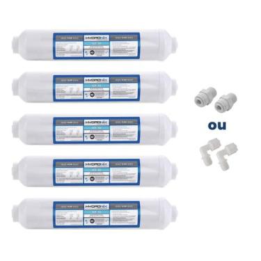 Imagem de 5x Filtro Água Geladeira Side By Side + conectores - HYDRONIX, Branco