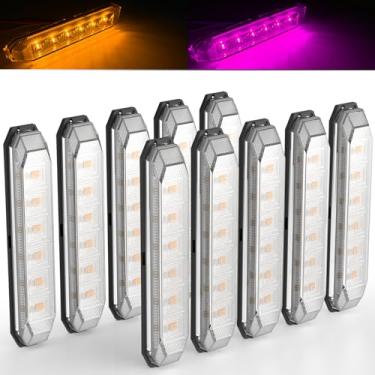 Imagem de PSEQT 4,7'' Faixa De Led Com Marcador De Reboque De Duas Cores Âmbar E Roxo, Função Dupla, Folga Lateral, Grade Traseira, Para-Choque, Para-Lama, Luz À Prova D'Água 12V Para Reboque, Caminhão, Ônib