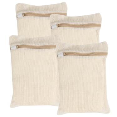 Imagem de Saco de lavanderia pequeno e durável de malha de algodão orgânico com zíper forte e malha respirável, bolsa de roupa íntima delicada para roupas íntimas, roupas, calças e meias