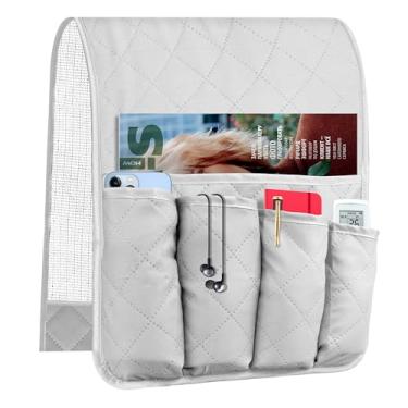 Imagem de ZKOO Organizador de apoio de braço de sofá, organizador antiderrapante adequado para sofá reclinável, suporte de apoio de braço de sofá com 5 bolsos para controle remoto de revista, telefone, iPad, TV
