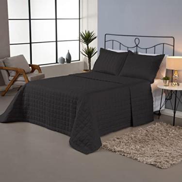 Imagem de Cobre Leito Colcha Cama Casal King 3 Peças Matelado Soft Cor:Preto