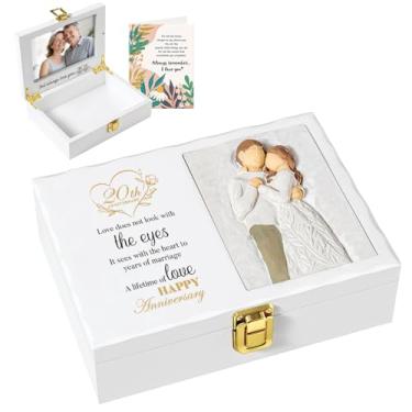 Imagem de Nowizen 20º aniversário de casamento casal Gif tfor Him Her Husband Wife, 20 Years Wedding Anniversary Picture Frame Box, 10 x 15 cm