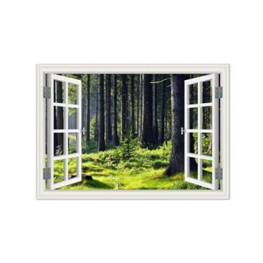 Imagem de Vista da Janela Paisagem Pintura em Tela-Tree Meadow-Impressão Lona Arte Parede Natural-Decoração Sala Estar 50x70cm Sem Moldura