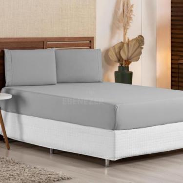 Imagem de Jogo de Lençol Antialérgico Queen 3 Peças 400 Fios Percal Ponto Palito