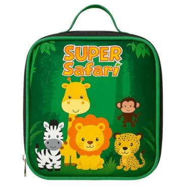 Imagem de Lancheira Térmica Infantil Escolar Masculina Menino Reforçada Juvenil Grande Safari Bolsa