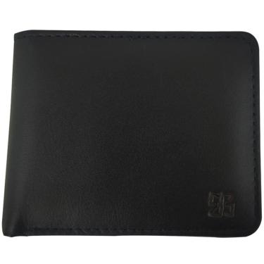 Imagem de Carteira Masculina de Couro Preto Porta Moeda Cartão Veneza Briolly Lisa