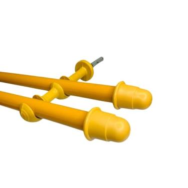 Imagem de Varão de cortina de Aço 2,0 metros Duplo 19mm fino Bastão de cortina Ferro Varão Duplo(Cerejeira)