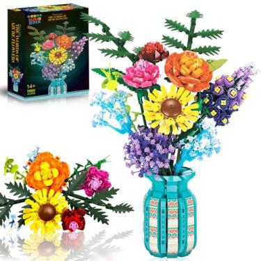 Imagem de Botanical flores artificiais para adultos, kits de ramo de girassóis compatíveis com lego, decoração, presente Dia da Mãe, presente de flores para meninas e meninos de 14 anos