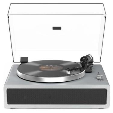 Imagem de Toca-discos giratório seasonlife com alto-falantes embutidos cinza