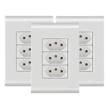 Imagem de Tomada Tripla 20a/250v Com Placa 4x2 Liz Tramontina - 3 Un., Branco