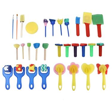 Imagem de GRCFUMO 1 Conjunto 30 PCs Bincos infantis, pincéis coloridos para crianças pequenas, pincéis de espuma de tinta reutilizável para ferramentas de desenho infantil e graffiti