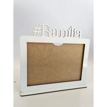 Imagem de Porta Retrato Decorativo #Familia em MDF, 15x21 cm, Suporte de Mesa (Branco)