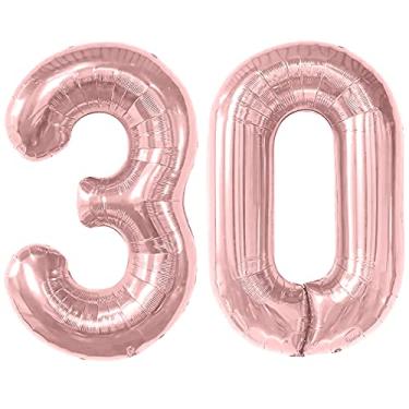Imagem de 40 Inch 30 Balloon Numbers, 30th Birthday Balloons, Rosegold 30th Birthday Decorations for Women Him Her, Giant Dirty 30 Balloons for 30th Birthday Party Supplies and 30th Anniversary Event Decoration