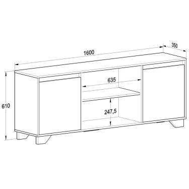 Imagem de Rack Benevello Mdp 2 Portas 3 Prateleiras Dobradiças Grafite